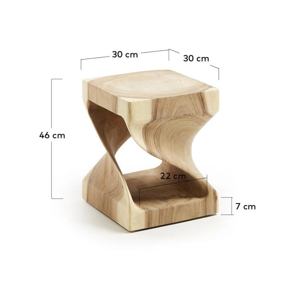 Pomoćni stol od masivnog drva munggura 30x30 cm Hakon – Kave Home-image-4