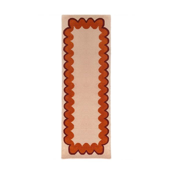 Narančasta/u prirodnoj boji ručno rađena vunena staza 80x230 cm Wiggle Wool – Flair Rugs