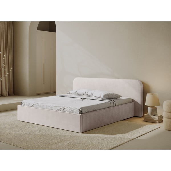 Bijeli tapecirani bračni krevet s prostorom za odlaganje s podnicom 140x200 cm Elizabeth – Micadoni -image-1