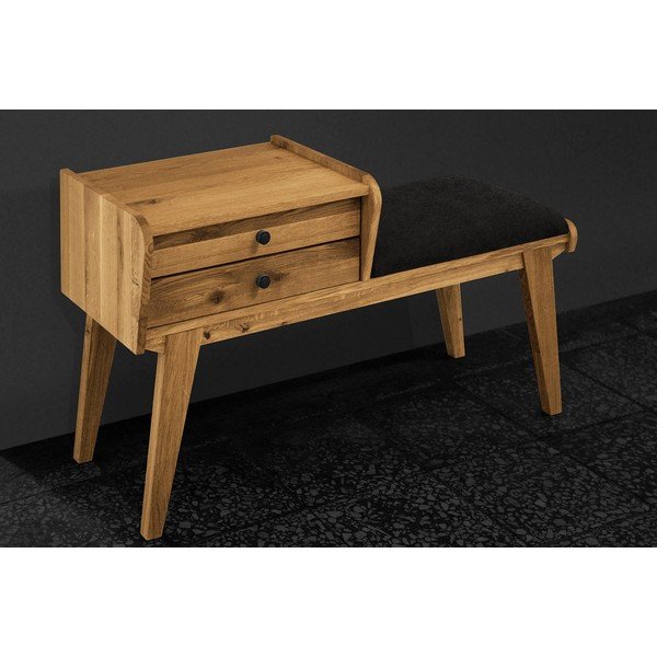 Klupa s ladicama u hrastovom drvu sa sivim sjedištem Retro - The Beds-image-3