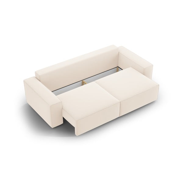 Bež baršunasti sklopiva/s prostorom za odlaganje sofa 247 cm Jodie – Micadoni -image-4