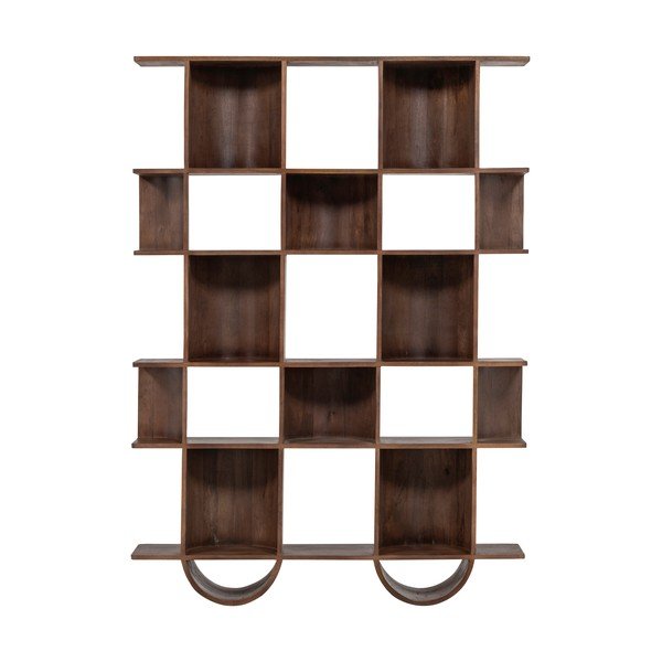 Tamno smeđa biblioteka od masivnog manga 130x180x35 cm Sinne – WOOOD