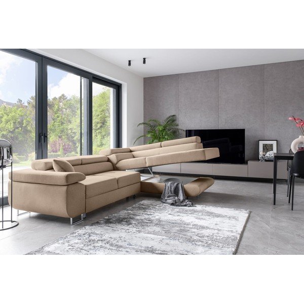 Bež sklopiva/s prostorom za odlaganje kutna garnitura (s desnim kutom/u obliku slova L) Anton – ELTAP-image-4