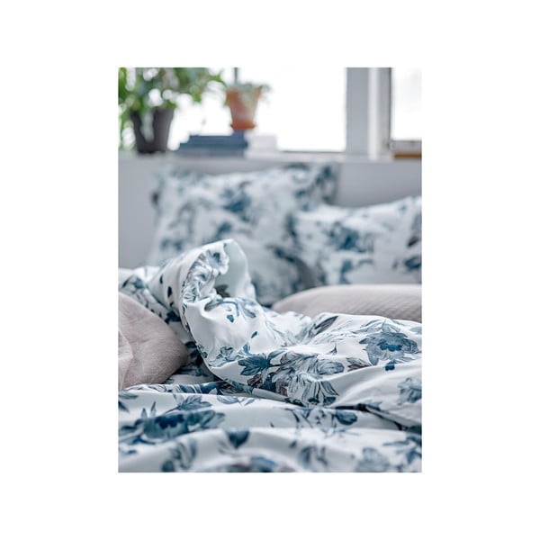 Plava posteljina od organskog pamučnog satena Södahl Flower burst, 140 x 200-image-1