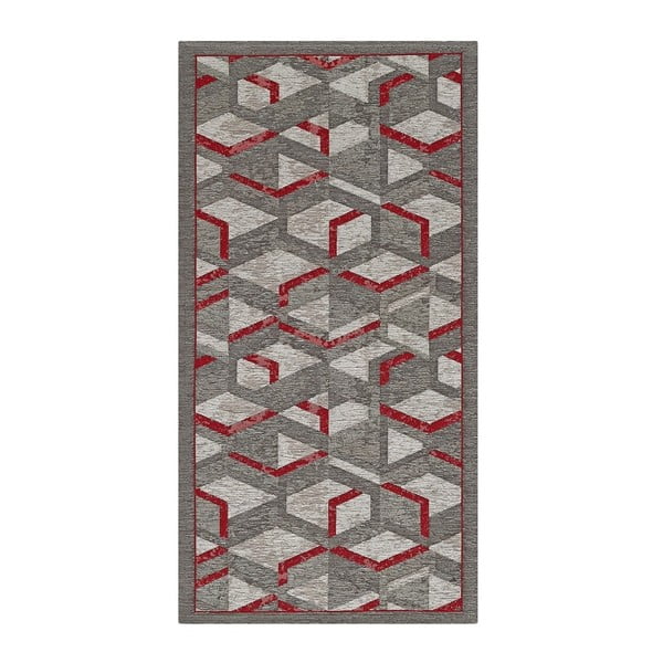 Sivo-crvena podloga Floorita Hypnotik, 55 x 240 cm