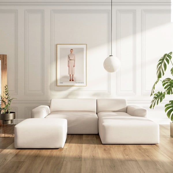 Bež baršunasti sklopiva/s prostorom za odlaganje kutna garnitura (s desnim kutom/s ležaljkom) Villet – Rodier-image-1