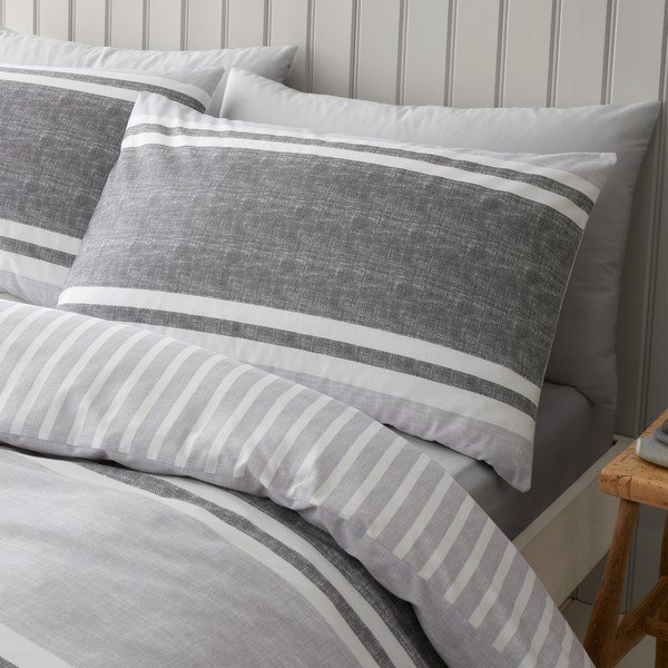Siva posteljina za krevet 135x200 cm Banded Stripe - Catherine Lansfield-image-3