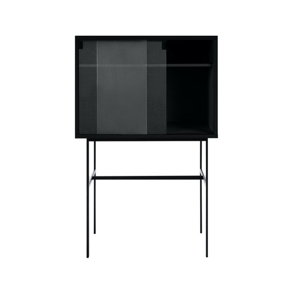 Crna vitrina s kliznim vratima 70x109x40 cm Lekko – noo.ma-image-2