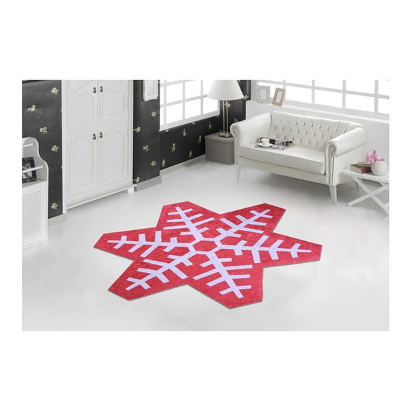 Crveno bijeli tepih Vitaus Snowflake Special, 100 x 100 cm