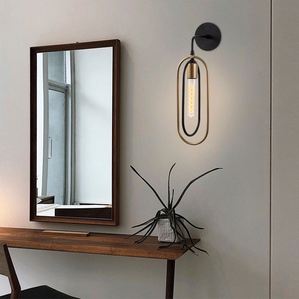 Crna/u zlatnoj boji zidna lampa Cerco – Opviq lights-image-1