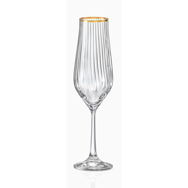 Set od 6 čaša za šampanjac Crystalex Golden Celebration, 170 ml