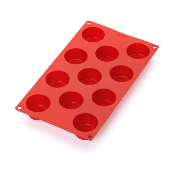 Crveni silikonski kalup za 11 mini muffina Lékué