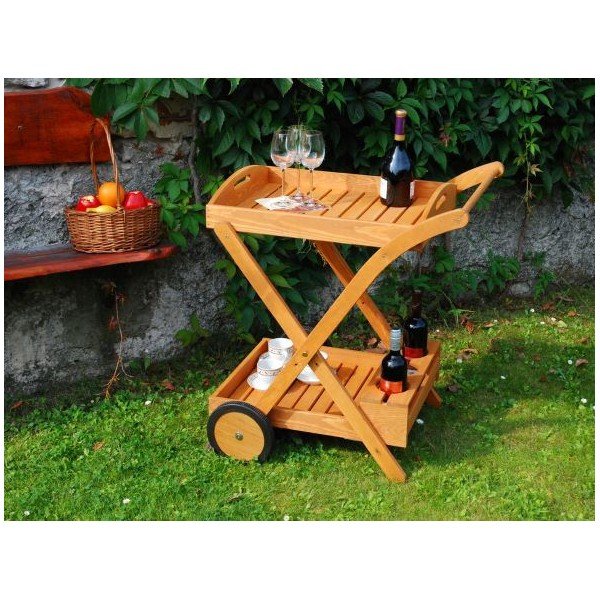 Vrtni stolić za posluživanje od borovine 74x61 cm - Rojaplast-image-1