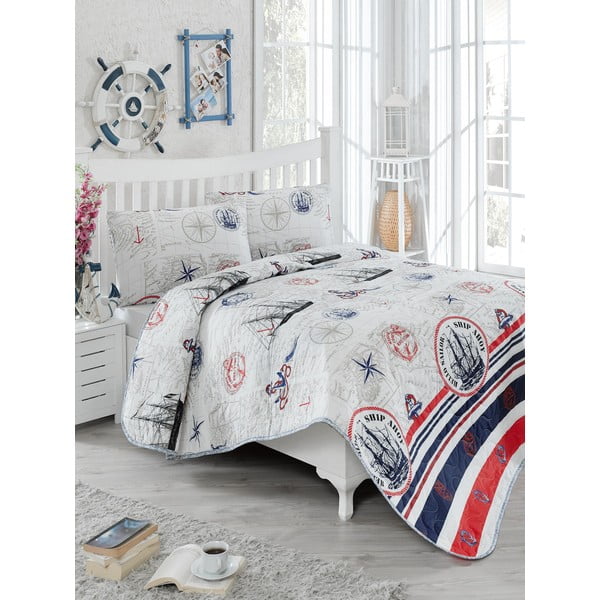 Prošiveni bračni prekrivač sa Fairway navlakama za jastuke, 200 x 220 cm