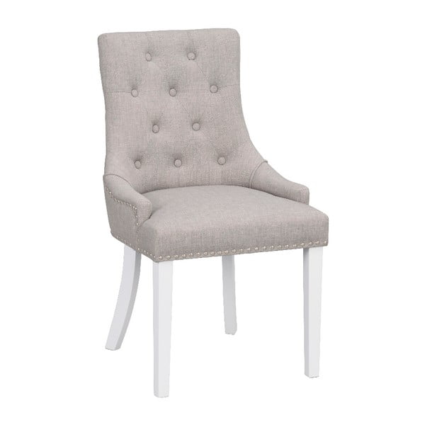 Svijetlo siva tapecirana blagovaonska stolica s bijelim Rowico Vicky nogama