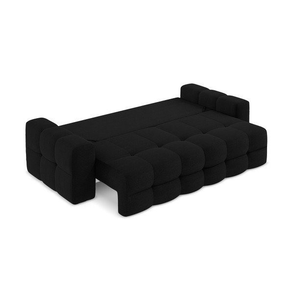 Crna sklopiva sofa od bouclé tkanine 255 cm Milu – Makamii-image-3