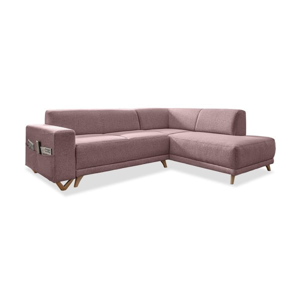 Ružičasta sklopiva/s prostorom za odlaganje kutna garnitura (s desnim kutom/u obliku slova L) Classy Sophie – Miuform