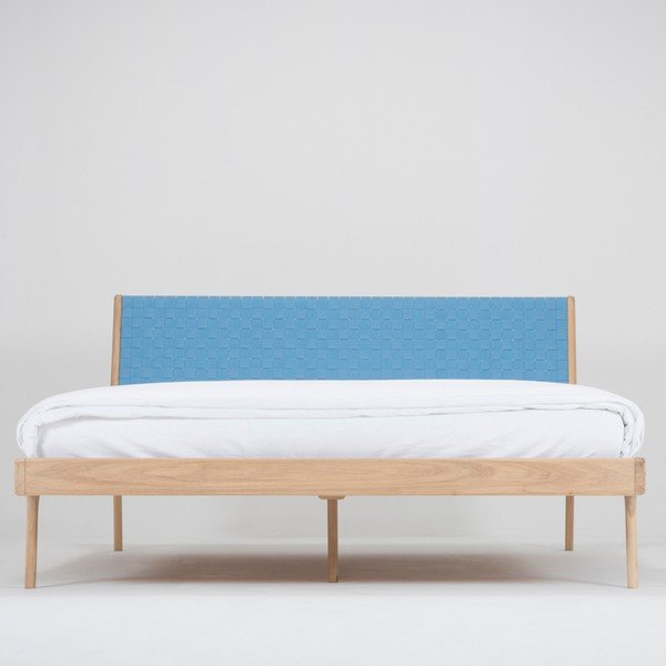 Krevet od punog hrasta s plavim uzglavljem Gazzda Fawn, 160 x 200 cm-image-3