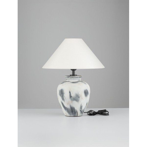 Bijela/siva stolna lampa keramička s tekstilnim sjenilom (visina 55 cm) Lupe – Nova Luce-image-2