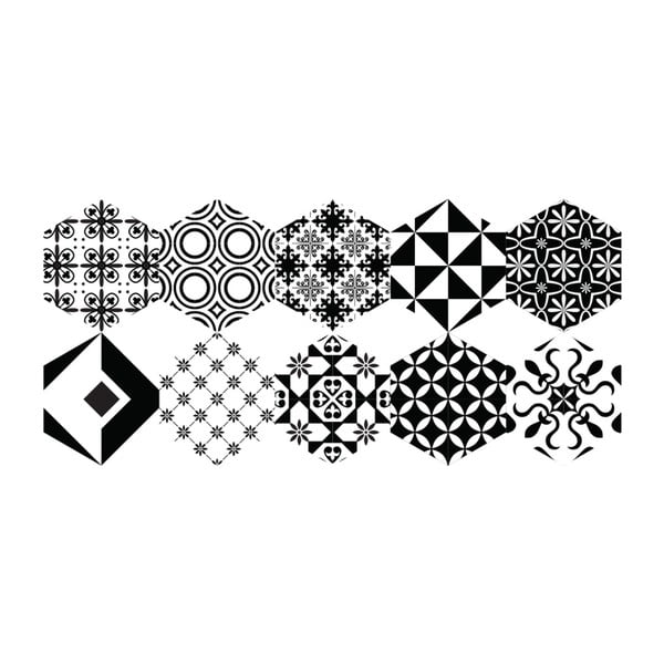 Set od 10 podnih samoljepljivih naljepnica Ambiance Floor Stickers Hexagons Nemesio, 40 x 90 cm