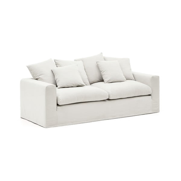 Bijela lanena sofa 240 cm Nora – Kave Home-image-2