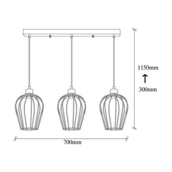 Crna viseća svjetiljka za 3 žarulje Opviq lights Tel Long-image-3