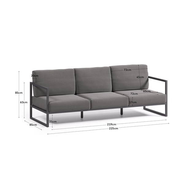 Tamno siva vrtna sofa aluminijska Comova – Kave Home-image-2