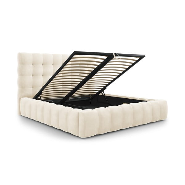 Bež tapecirani bračni krevet s prostorom za pohranu s podnicom 180x200 cm Bali – Cosmopolitan Design-image-2