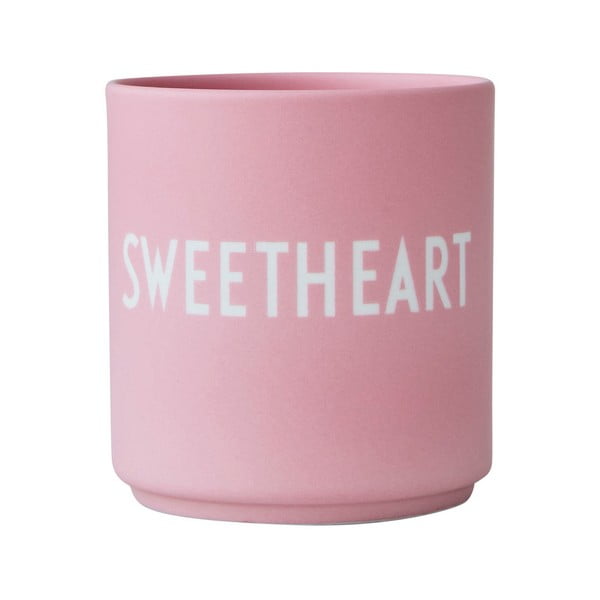 Ružičasta porculanska šalica Design Letters Sweetheart, 300 ml