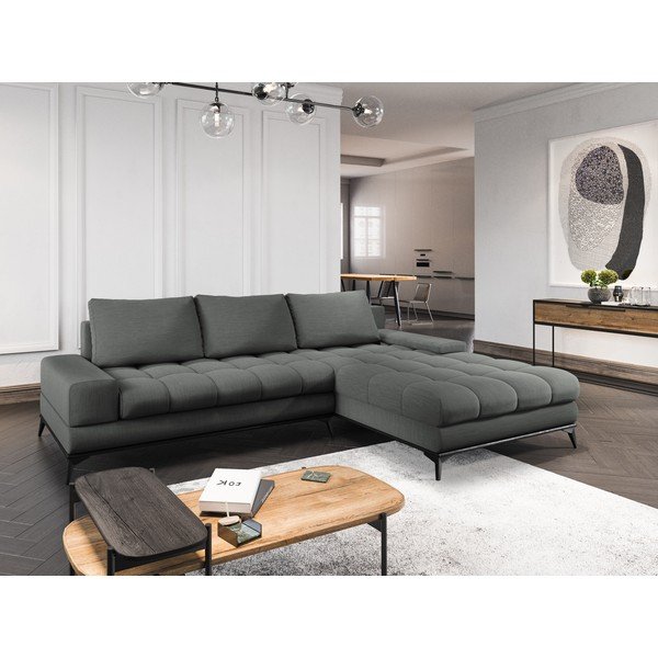 Tamnosiva kutna garnitura na razvlačenje Windsor & Co Sofas Deneb, desni kut-image-1