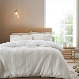 Krem posteljina za bračni krevet/za produženi krevet od mikropliša 230x220 cm Stripe Fur – Bianca