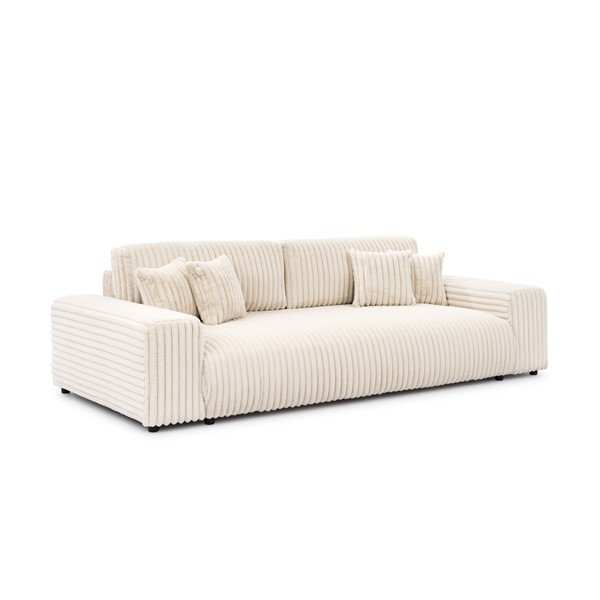 Krem sklopiva/s prostorom za odlaganje sofa od samta 260 cm Justin  – Ropez