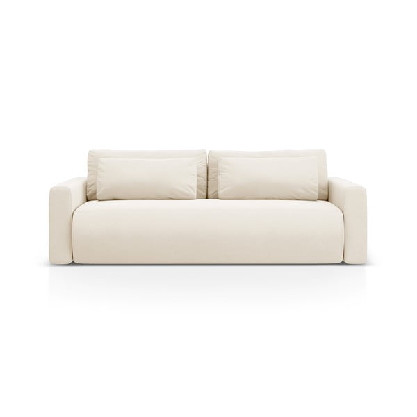 Bež baršunasti sklopiva/s prostorom za odlaganje sofa 238 cm Belfast – Cosmopolitan Design