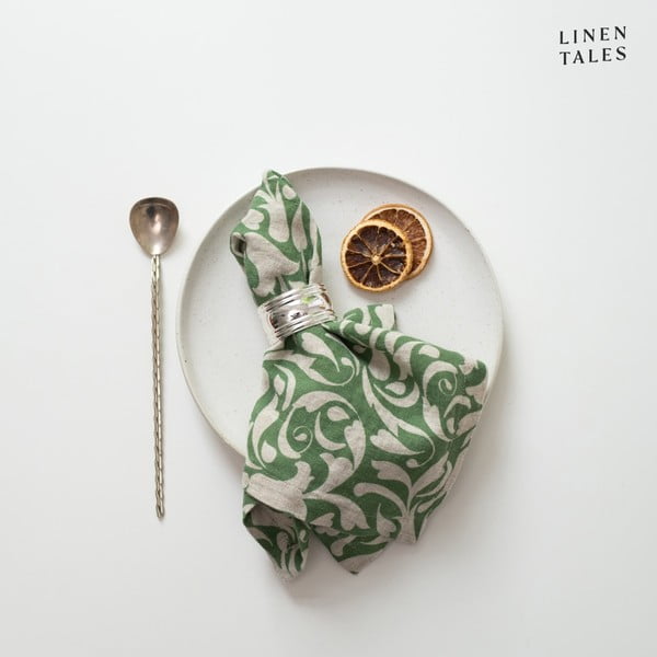 Laneni ubrus 40x40 cm Evergreen Damask – Linen Tales-image-1