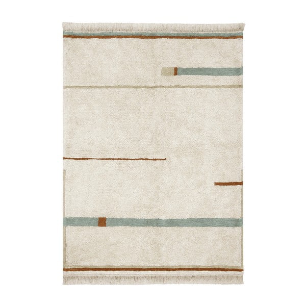 Plavi/krem periv/ručno rađen pamučan tepih 90x130 cm Lanes Vintage Blue – Lorena Canals