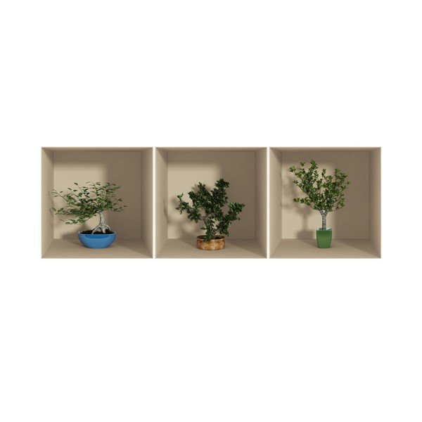 Set od 3 naljepnice s 3D efektom Ambiance Small Trees-image-1