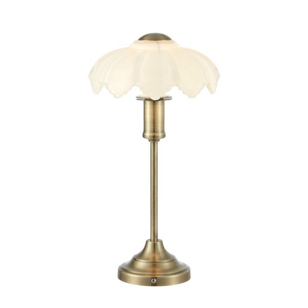 Bijela/mjedena staklena stolna lampa s mogućnosti zatamnjivanja/prijenosna (visina 35 cm) Kurage – Markslöjd