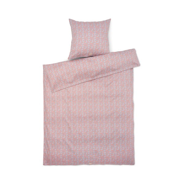 Svijetlo plava-ružičasta posteljina za krevet za jednu osobu od pamučnog satena 140x200 cm Pleasantly – JUNA