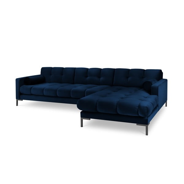 Tamnoplava baršunasta kutna garnitura Cosmopolitan Design Bali, desni kut-image-2