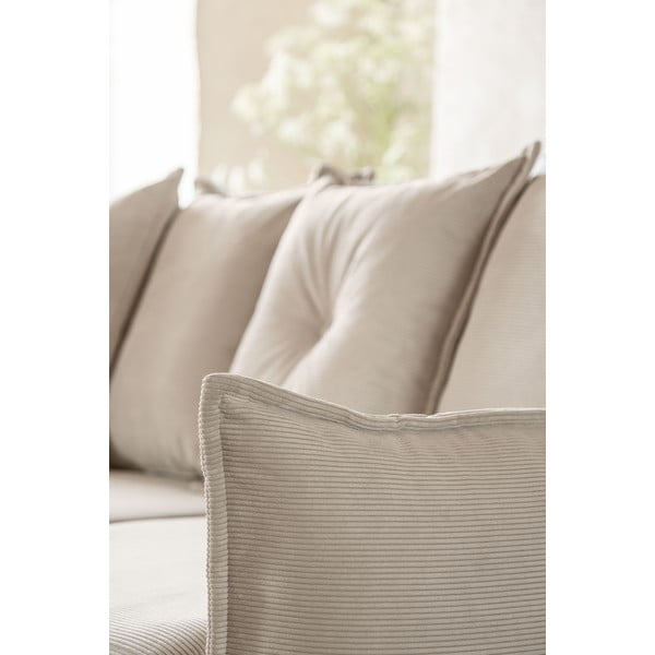 Bež sklopiva kutna garnitura od samta (s lijevim kutom/u obliku slova "U") Lazy Lukka – Miuform-image-1