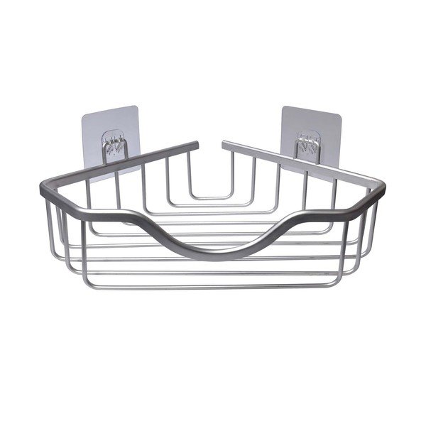 Kupaonska polica aluminijska u sjajno srebrnoj boji s postavljanjem bez bušenja/kutna Filaire Aluminium – douceur d'intérieur