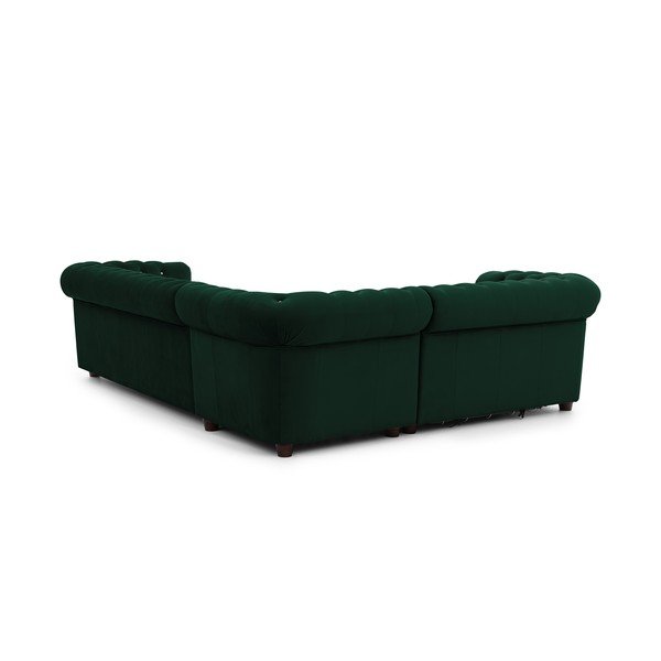 Zelena baršunasti sklopiva kutna garnitura (s lijevim kutom/u obliku slova L) York Blik – Ropez-image-3