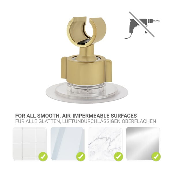 Plastičan držač za tuš glavu u zlatnoj boji s postavljanjem bez bušenja Libertà – Wenko-image-3