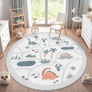 Svijetlo sivi perivi dječji tepih za igru ø150 cm Dino Park – Mila Home