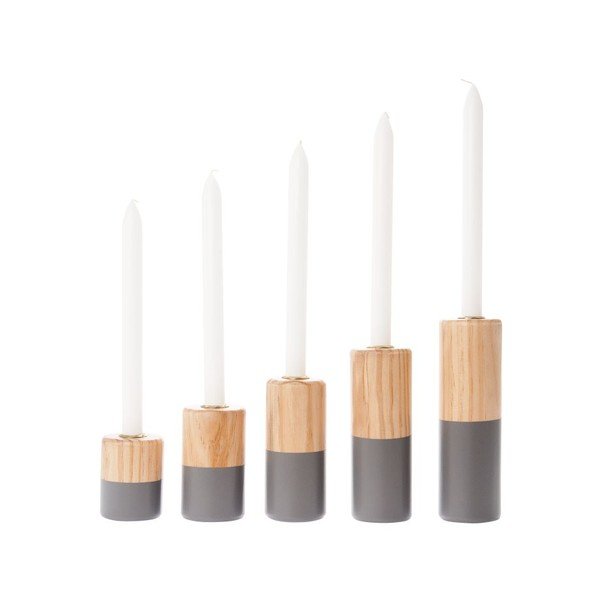 Set od 5 svijećnjaka Dip It Grey-image-1