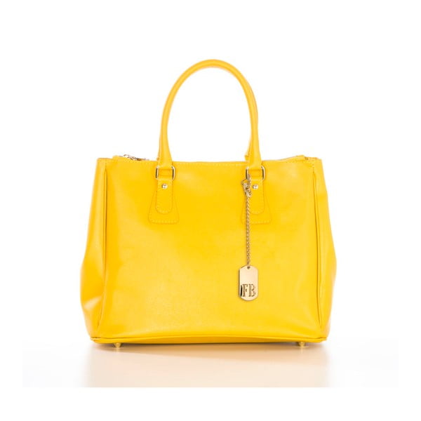 Žuta torbica od prave kože Federice Bassi Ally