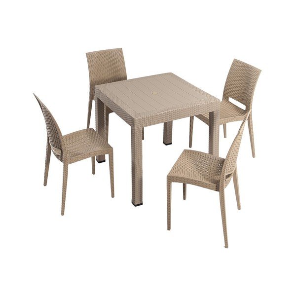 Bež vrtni blagovaonski set od umjetnog ratana za 4 osobe Rattan – Floriane Garden