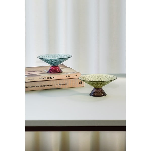 Zelena/smeđa staklena zdjela za voće ø 15 cm Bonbon – Hübsch-image-3