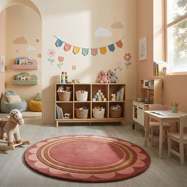 Bordo ručno rađen vunen okrugao tepih ø 120 cm Lois – Flair Rugs-image-2