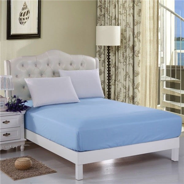 Svijetlo plava neelastična plahta za krevet za jednu osobu Purreo Lento, 100 x 200 cm